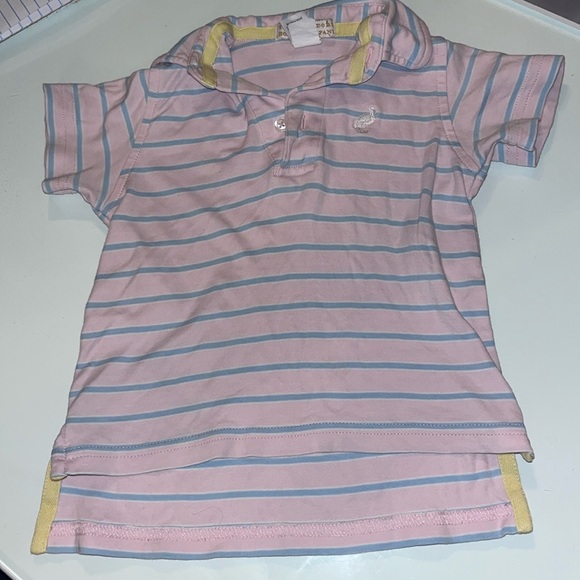 the Beaufort bonnet company Prim & Proper Polo striped pink and blue - Picture 1 of 3